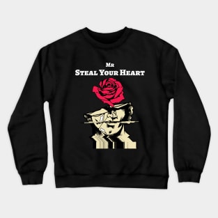 Mr Steal Your Heart with a Flower glitch design illustration Crewneck Sweatshirt